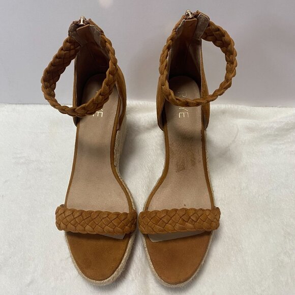 Raye Braided Suede Espadrille Wedges with Ankle Strap Tan/Beige Size 39.5/US 8.5 - Picture 2 of 15